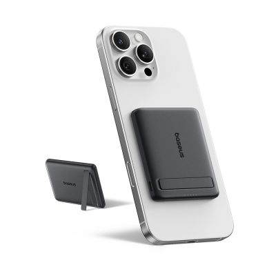 2. Baseus PicoGo AM31 Qi2 5000mAh 20W MagSafe Compatible Power Bank with Stand (with Black Simple Braided USB-C - USB-C 30cm Cable) - Black
