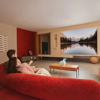 10. Yaber L2 Plus LCD FullHD 1080p Multimedia Projector with JBL Speakers - Beige