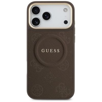 3. Guess Peony Hot Stamp MagSafe Case for iPhone 17 Pro Max - Brown