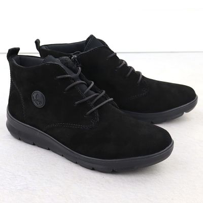 3. Women’s black suede leather ankle boots Rieker Z0022-00