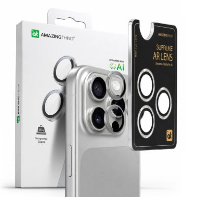 5. AmazingThing AR Aluminum 3 Lens Glass with Camera Lens Frame for iPhone 16 Pro / 16 Pro Max - Silver