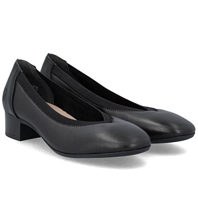 2. Women's leather pumps with low heels, black, Rieker 43452-00