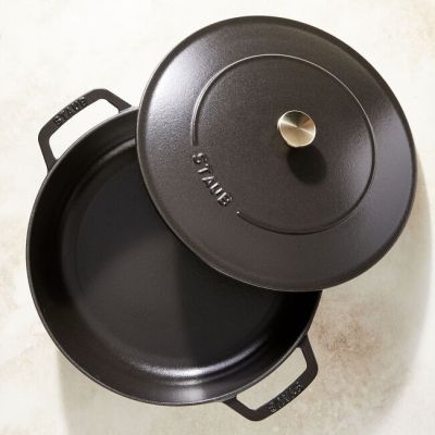 6. STAUB 40511-472-0 Deep Frying Pan with Lid - Black 28 cm