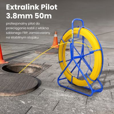 5. Extralink Pilot Cable Puller Pilot 3.8mm 50m FRP Fiberglass, Diameter 3.8mm, Length 50m, Yellow