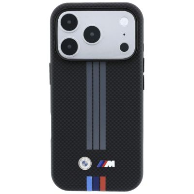 3. BMW M Quadrille Kevlar Anthracite & Tricolor Print Lines MagSafe Case for iPhone 17 Pro / 18 Pro - Black