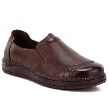 Women's comfortable leather slip-on shoes, brown, Vinceza 107241