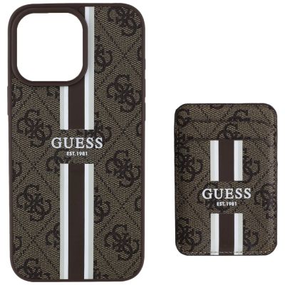 3. Guess 4G Stripes case with Magsafe wallet for iPhone 16 Pro Max brown