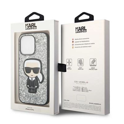 8. Karl Lagerfeld KLHCP14XGFKPG iPhone 14 Pro Max 6.7 "hardcase silver / silver Glitter Flakes Ikonik