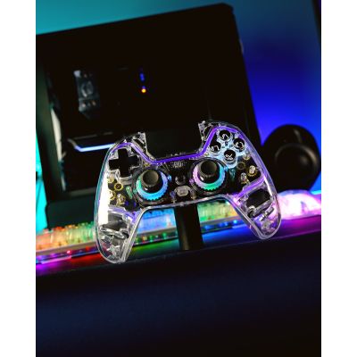 2. Deltaco Gaming GAM-169-T Game Controller Transparent Bluetooth/USB Gamepad Android, Nintendo Switch, PC, PlayStation 4, iOS