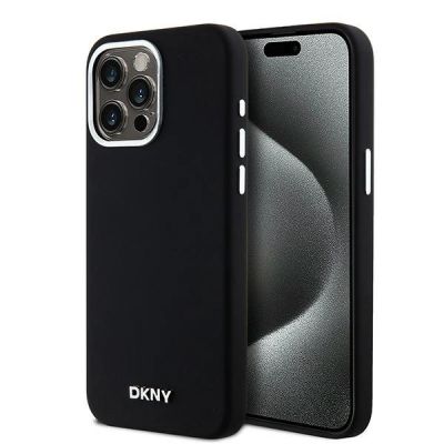 DKNY Liquid Silicone Small Metal Logo MagSafe Case for iPhone 14 Pro Max - Black