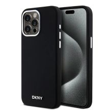 DKNY Liquid Silicone Small Metal Logo MagSafe Case for iPhone 14 Pro Max - Black