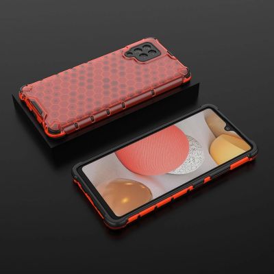 3. Honeycomb Case armor cover with TPU Bumper for Samsung Galaxy A42 5G red