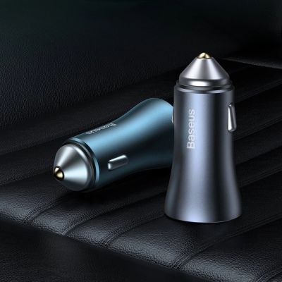 19. Baseus Golden Contactor Pro fast car charger 2x USB 40 W Quick Charge SCP FCP AFC + USB cable - USB Type C gray (TZCCJD-A0G)