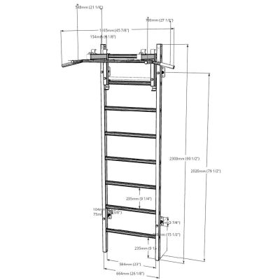 6. WOODEN AND METAL GYMNASTIC WALL BAR WITH BAR BENCHK 231W