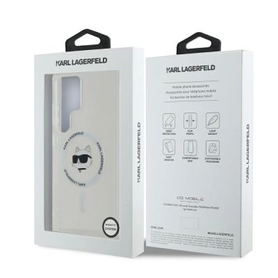8. Case Karl Lagerfeld Button Choupette Head Printed Logo MagSafe Samsung Galaxy S25 Ultra white