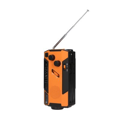 3. Extralink Solar Emergency Radio with Crank Dynamo Powerbank 4000mAh with SOS Flashlight SR-4000 Portable Analog Black, Orange