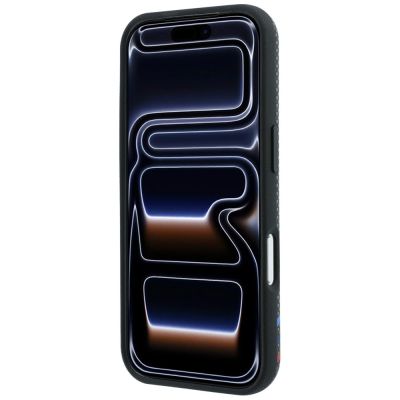 5. BMW M Quadrille Kevlar Print Tricolor Lines & Metal Logo MagSafe Case for iPhone 18 Pro / 17 Pro - Dark Gray