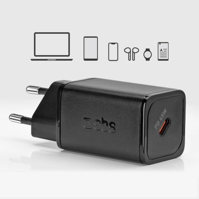 12. SBS TETRGAN1C45W 45W GaN USB-C Wall Charger with Power Delivery - Black