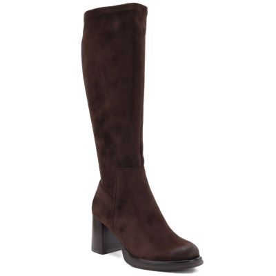 Women’s brown suede heeled boots Potocki SZ12849