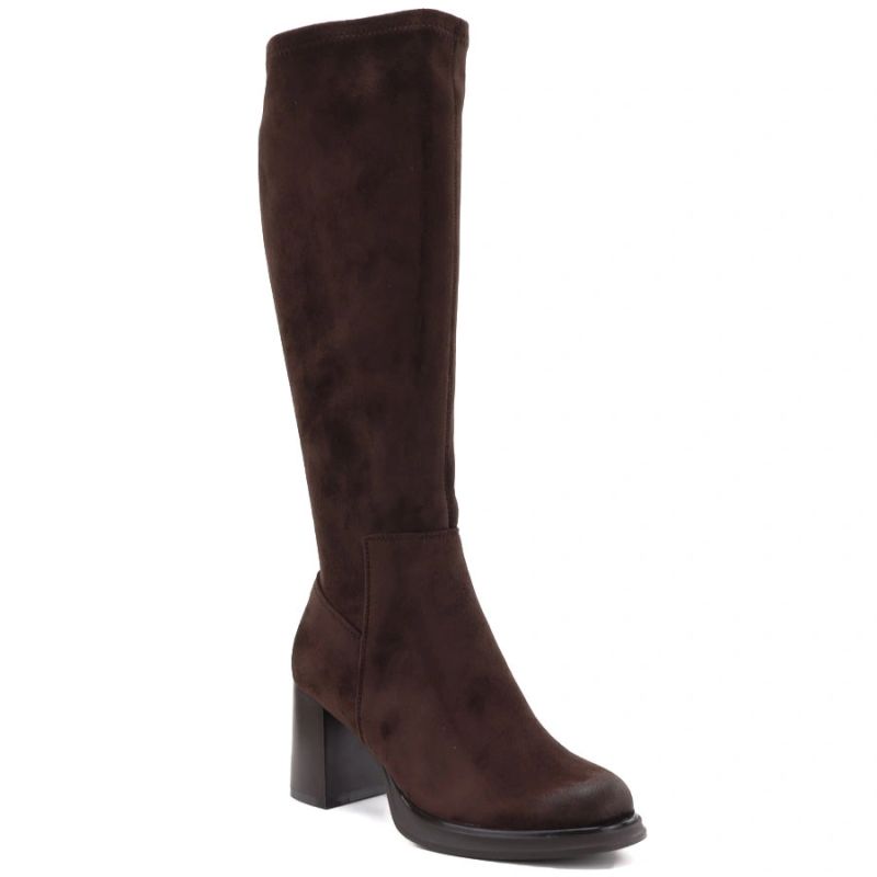 Women’s brown suede heeled boots Potocki SZ12849
