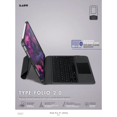 3. Laut Type Folio 2 Case with Bluetooth Keyboard for iPad Pro 11" M4 (2024) - Black