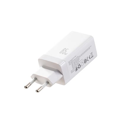 2. Joyroom JR-TG10 65W GaN 2x USB-C + USB-A wall charger with 100W USB-C - USB-C 1.2m cable - white