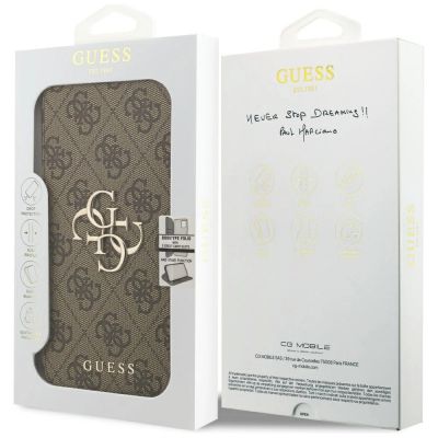 7. Guess Book 4G Metal Logo Case for iPhone 18 Pro Max / 17 Pro Max - Brown
