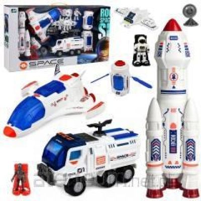 Large Space Set with Space Station, Rocket, Space Shuttle, Exploration Vehicle and Astronauts