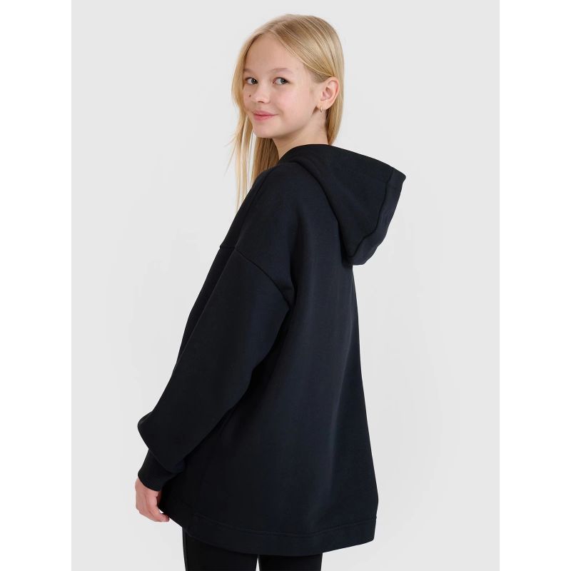 3. Girls' sweatshirt with a hood, open, 4F 4FJRSS25TSWSF2235-20S