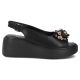 2. Women's leather wedge sandals, black, Filippo DS7577