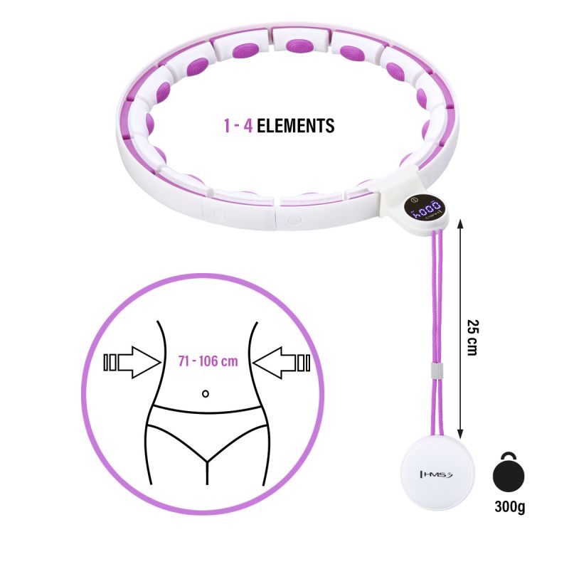14. HHM17 HULA HOP WHITE/VIOLET WITH MAGNETS AND WEIGHT + HMS COUNTER