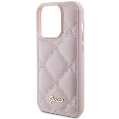 6. Guess Quilted Metal Logo case for iPhone 15 Pro Max - pink