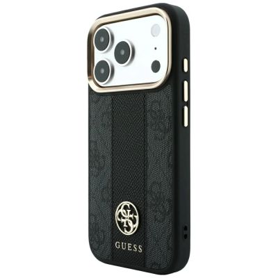 2. Guess 4G with Stripe Round and Classic Logos MagSafe Case for iPhone 17 Pro / 18 Pro - Black