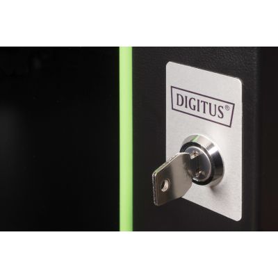 9. Digitus Unique 19" 7U wall-mounted network cabinet, 600x450, glass door, black, undivided, assembled, 100kg