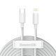 2. Baseus Simple Wisdom Lightning / USB-C Cable 20W 1.5 m 2 pcs - White