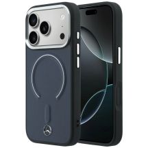 Mercedes Leather 3D MagSafe Case for iPhone 17 Pro - Navy Blue