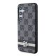 2. DKNY Leather Checkered Mono Pattern & Printed Stripes Case for Samsung Galaxy S24 - Black