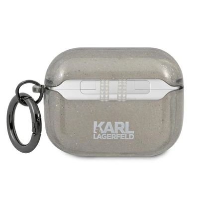 2. Karl Lagerfeld Glitter Karl's Head Case for AirPods Pro - Black