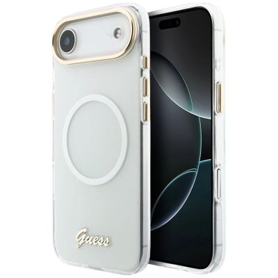 2. Guess IML Gradient Script Metal MagSafe Case for iPhone Air - White