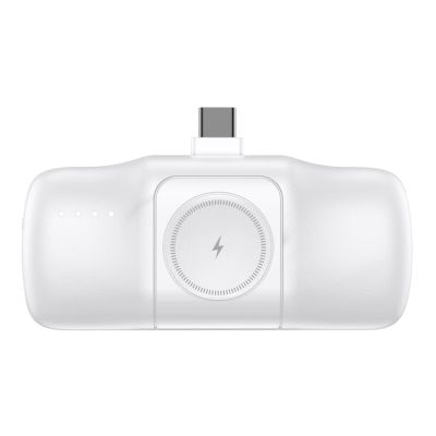 3. Wozinsky WF16-YCS 5000mAh 15W USB-C Mini Power Bank with Built-in USB-C Cable and Apple Watch Charger - White