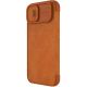 3. Nillkin Qin Leather Pro Case iPhone 14 Plus Camera Cover Holster Cover Flip Case Brown