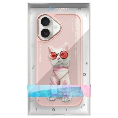 11. Nimmy Glasses Cool Cat iPhone 16 Case - Pink
