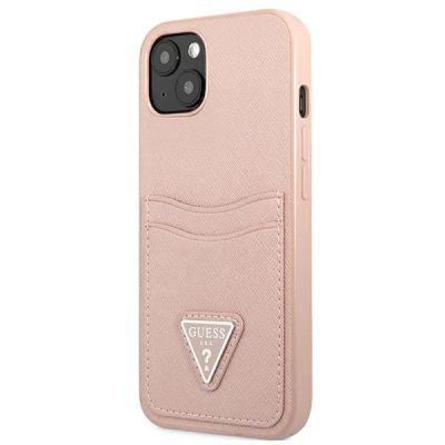 2. Guess GUHCP13MPSATPP iPhone 13 6.1 "pink / pink hardcase SaffianoTriangle Logo Cardslot