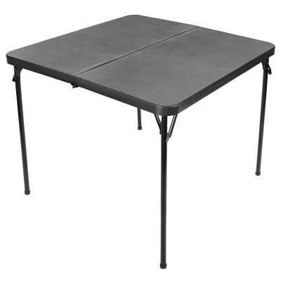 31. TOURIST CATERING SET FOLDING TABLE 86.5x86.5x71CM AND 4 BLACK CHAIRS