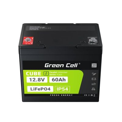 21. GREEN CELL LIFEPO4 CUBE BATTERY 60AH 12V/12.8V 768WH LFPGC12V60AH