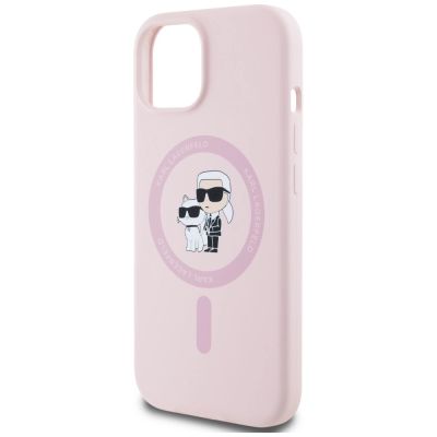 6. Karl Lagerfeld Silicone Karl&Choupette MagSafe iPhone 15 Plus Case - Pink