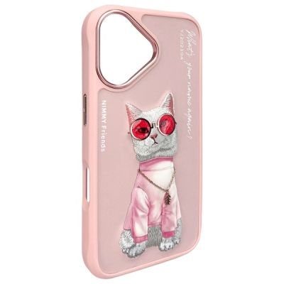 4. Nimmy Glasses Cool Cat iPhone 16 Case - Pink