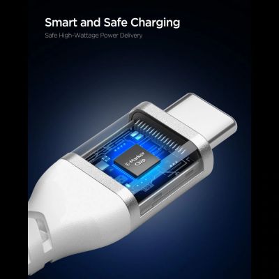 3. Spigen EB10010CCA Essential USB-C / USB-C 100W 100CM Cable - White
