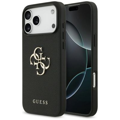 Guess Grained Big 4G & Classic Logo case for iPhone 17 Pro Max - black