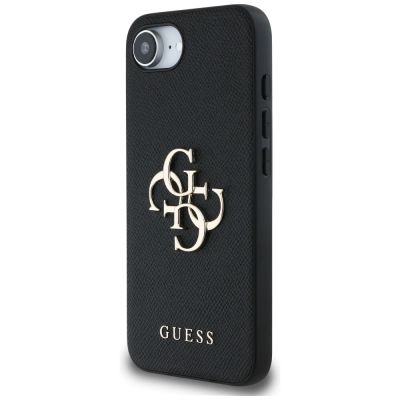 2. Guess PU Grained 4G Metal Logo case for iPhone 16e - black